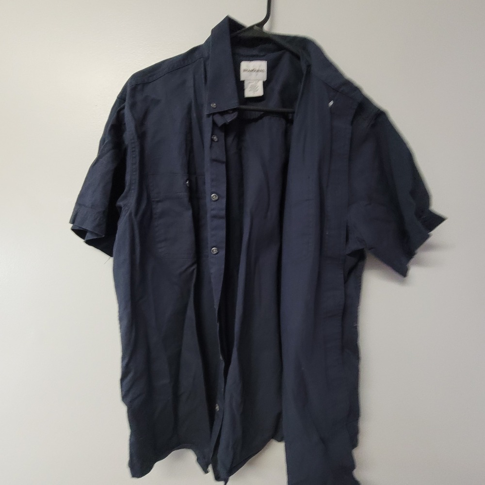 WearGuard Mens Short Sleeve Button Down Work Shirt Navy Blue‎ Size Large